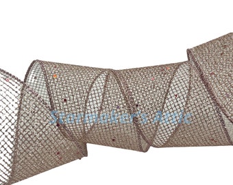 Beautiful 2.5 inch Rose Gold Metallic Ribbon with a Rose Gold Wired Edge - 5 Yards Great for Bows, Wreaths, Decorating and Gift Wrapping!