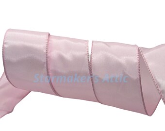 Beautiful 2.5 inch Wired Satin Ribbon in Pink - 5 YARDS For Bows Wreaths Decor Hairbows Baby Shower Girl Easter Spring Summer