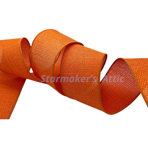 Beautiful 2.5 inch Wired Faux Burlap Ribbon in Orange - 5 YARDS For Bows, Wreaths, Decorating, Hairbows, Fall, Autumn, Farmhouse Country