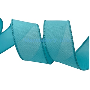 5 YARDS of 1.5 Inch Wired Linen Ribbon in Light Teal - Bows, Wreaths, Decor, Hair Bows, Spring, Lake, Beach, Ocean, Summer