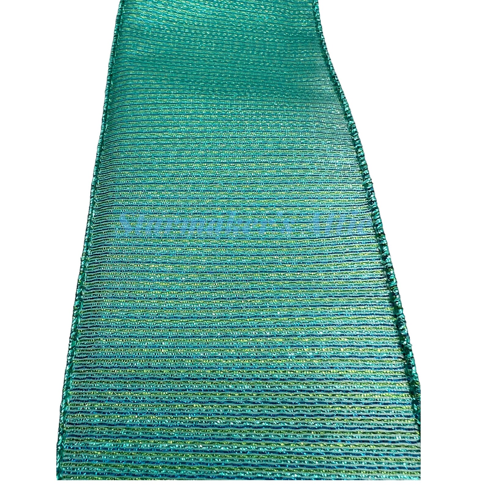 5 YARDS of 2.5-inch Wired Metallic Ribbon in Turquoise, Green & Blue ...