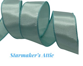 Beautiful 1.5 inch Wired Grosgrain Ribbon in Aqua - 5 Yards  For Bows, Wreaths, Decorating and Wrapping! Spring, Summer, Ocean, Beach, Pool