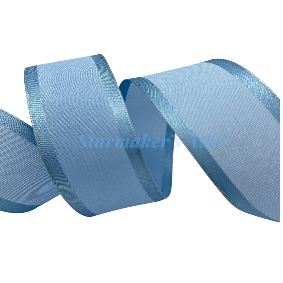 Lightweight Ribbon 5 YARDS of 1.5-inch Wired Ribbon in Light Wedgewood Blue With Satin ...