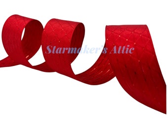 Beautiful 1.5 inch Wired Ribbon in Red w/Metallic Red Lattice Design - 5 YARDS For Bows Wreaths Decor Hairbows Valentine Christmas Holiday