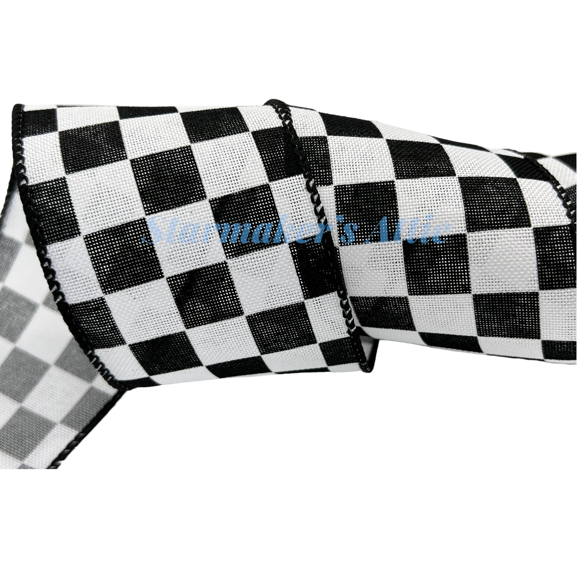 1.5 inch Black Racing Checkered Grosgrain Ribbon 5Yd, Size: 5yds