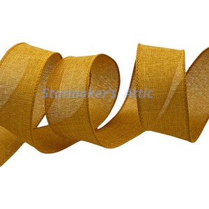 Beautiful 1.5 inch Wired Faux Burlap Ribbon in Sunflower - 5 Yards Perfect for Bows, Wreaths, Decorating and Wrapping Fall, Autumn Farmhouse