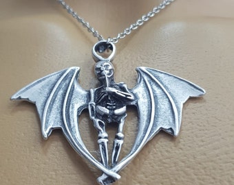 Gothic Bat Necklace, Bat Necklace, Bat Pendant Necklace, Halloween Jewelry, Unisex