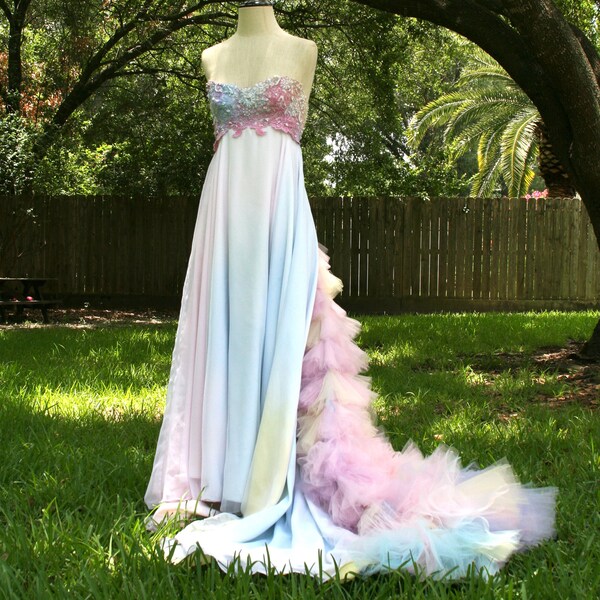 Dream Bohemian Fairy Fantasy Ethereal Strapless Tulle Wedding Gown