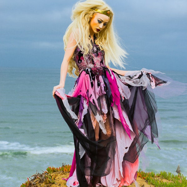 Dream Bohemian Fantasy Steampunk Hecate Goddess Vampire Goth Witch Wedding Gown OOAK