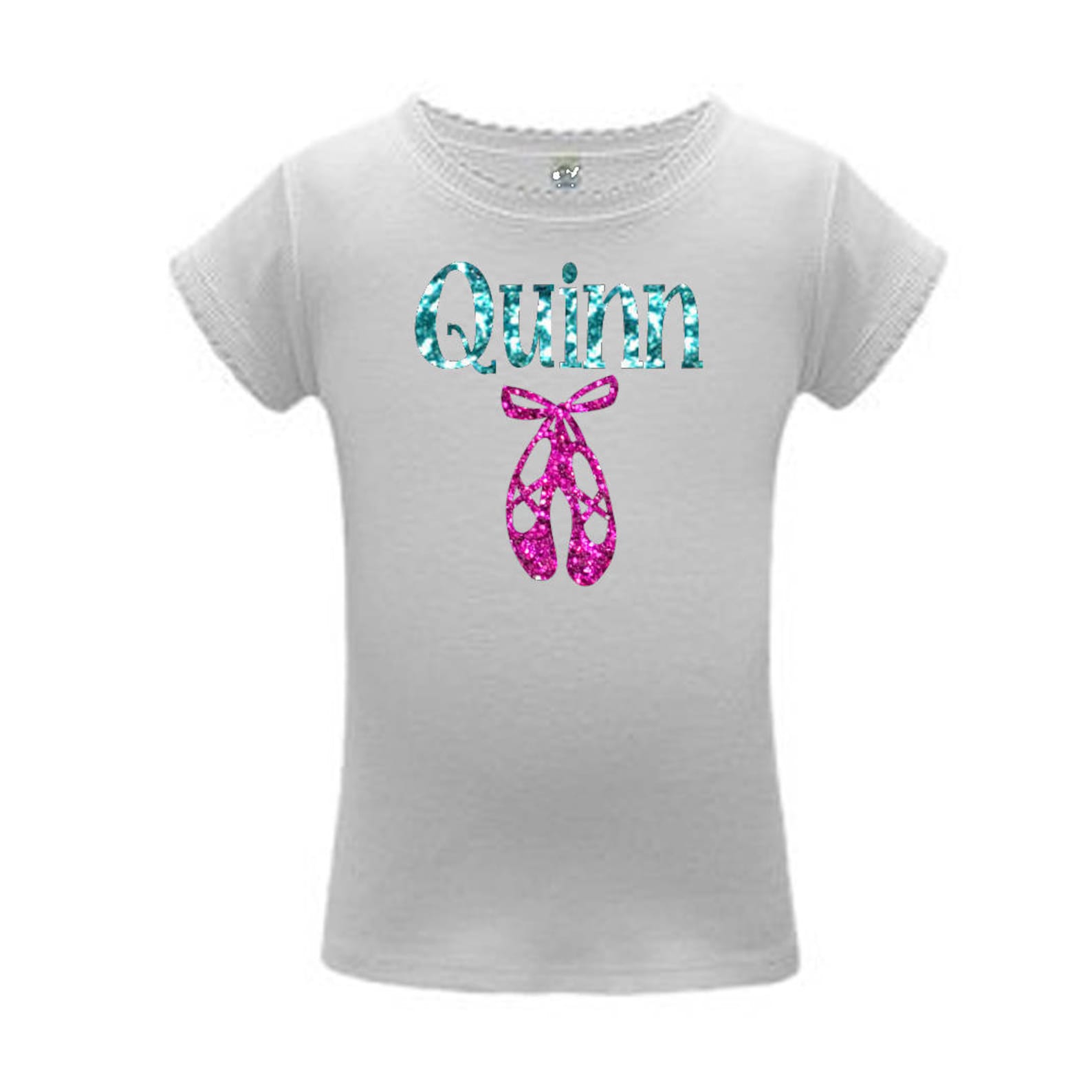 dance glitter shirt, personalized name with sparkle ballet shoes, gift for girls