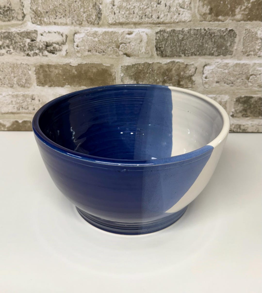 Handmade Blue and White Ceramic Bowl – Wheel-thrown Porcelain Serving ...