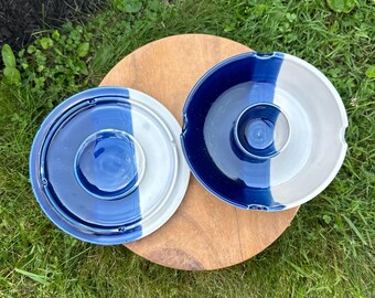 Handgefertigte Keramik Dual Aschenbecher - Zigarre und Zigarette Kombi | Getöpferte Keramik