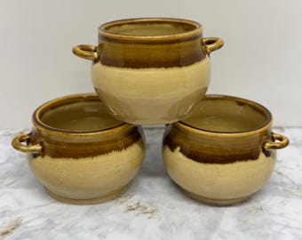 Handmade Rustic Ceramic French Onion Soup Crock – 12 oz Oven Safe Bowl - sold individually