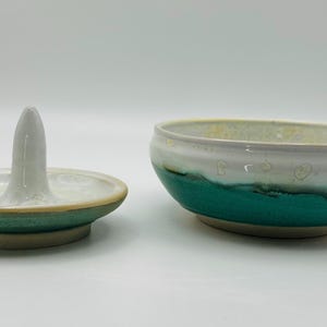 Handmade Porcelain Ring Holder and Jewelry Dish (2 piece set)