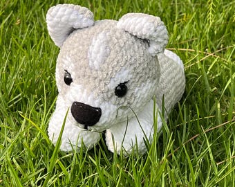 Handmade Crochet Husky Plush, Adorable Dog Plush, Soft and Cuddly,