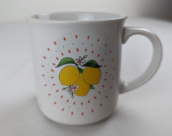Vintage Lemon Print Ceramic Coffee Mug