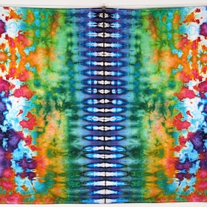 Tapiz teñido anudado con efecto hielo - 100 % algodón - 130 x 104 cm T189