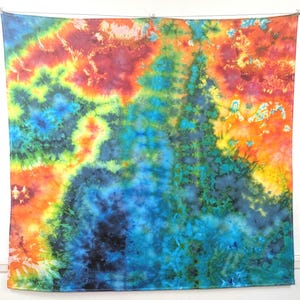 Large Tie Dye Tapestry - 100% Organic Cotton Sateen  - Ice Dye - 52x54 T301
