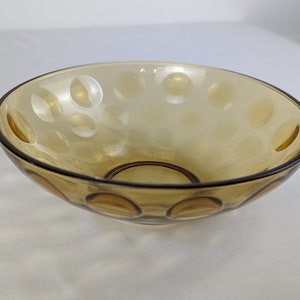 Vintage Amber Mid Century Modern Bubble Glass Bowl, Decorative Dish
