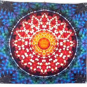 Tapiz Mandala teñido hielo/tie-dye - Ligero, 100 % algodón, 104 x 112 cm, T297