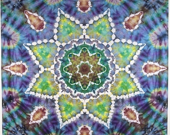 Mandala Tie Dye Tapestry - 100% Lightweight Cotton - Ice Dye - 41"x44" T172