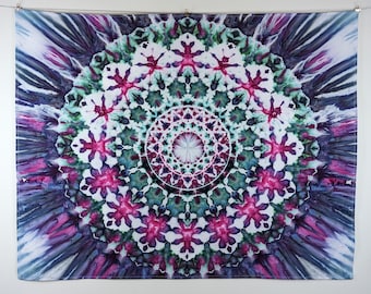 Mandala Ice Dye/Tie Dye Tapestry - Lightweight 100% Cotton  52"x41" T204