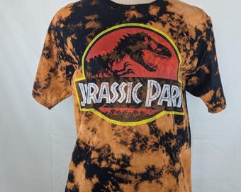 Unisex Medium Repurposed Bleach Dyed Jurassic Park Tee -One of a Kind
