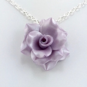 Pastel Purple Rose Pendant - Simple Rose Necklace - Pastel Purple Rose Necklace - Bridesmaid, Wedding Jewelry - Polymer Clay - MADE to ORDER
