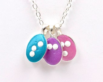 TINY Oval Braille Pendant Necklace - 3 Charms - 1 Letter Each, Large Dots - Initials, Personalized, Custom - Made to Order