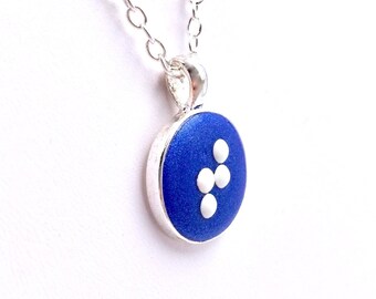 Round Braille Pendant Necklace - 1 Letter - Initial, Personalized, Custom - Made to Order