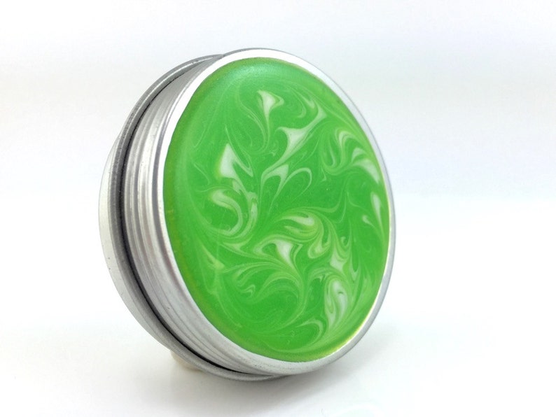 Medium Lime Green Treasure Box Lime Green Round Metal Box Jewelry Box Trinket Box Handmade Pill Box Ready to Ship 144 image 1