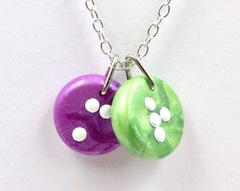Double Small Round Braille Pendant Necklace - 1 Letter on Each - Large Dots - Initials, Personalized, Custom - Made to Order