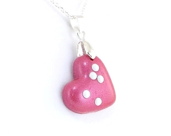 Heart Braille Pendant Necklace - 1 or 2 Letters - Initials, Personalized, Custom - Made to Order