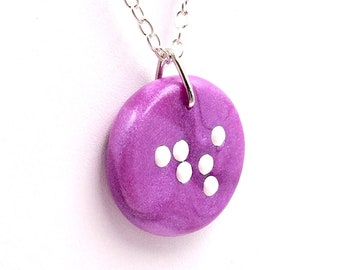 Medium Round Braille Pendant Necklace - 1-2 Letter, Large Dots - Initials, Personalized, Custom - Made to Order