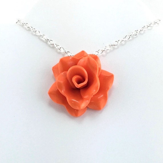 Rose Necklace Orange Rose 