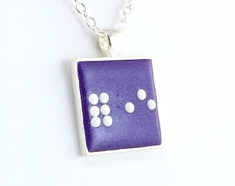 Square Braille Pendant Necklace - 1-3 Letters - Initials, Personalized, Custom - Made to Order