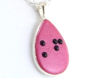 Teardrop Braille Pendant Necklace - 1 or 2 Letters - Initials, Personalized, Custom - Made to Order