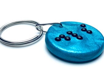 Braille Pocket Pebble Key Chain - 1 to 3 Letter Word Keychain - Inspirational Word - Custom Initials, Personalized Key Chain - MADE to ORDER