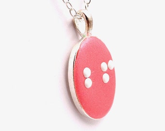 Oval Braille Pendant Necklace - 1 or 2 Letters - Initials, Personalized, Custom - Made to Order