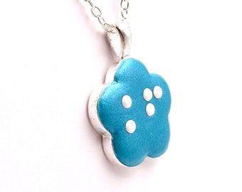 Flower Braille Pendant Necklace - 1 or 2 Letters - Initials, Personalized, Custom - Made to Order
