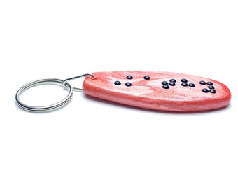 Braille Pocket Pebble Key Chain - 1 Word - up to 6 Letters - Inspirational Word - Custom Initials, Personalized Key Chain - MADE to ORDER