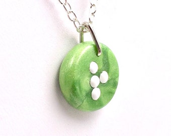 Small Round Braille Pendant Necklace - 1 Letter, Large Dots - Initials, Personalized, Custom - Made to Order