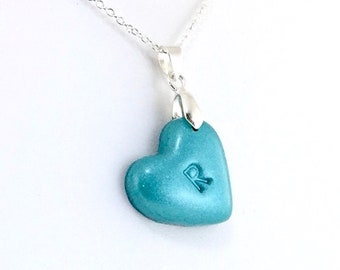 Heart Pendant Necklace - 1 Letters - Initials, Personalized, Custom - Made to Order