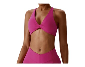 Reggiseno sportivo push-up incrociato senza schienale da donna - Reggiseno sportivo per yoga e allenamento