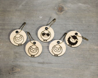 Wooden Stitch Marker - Sheep