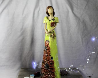 Ceramic Figurine - Woman in green dress