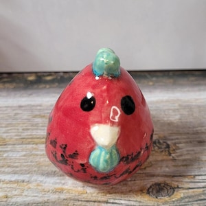 Handmade Ceramic Chicken - red
