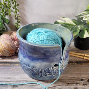 Ceramic Yarn Bowl mystic symbolos, handmade