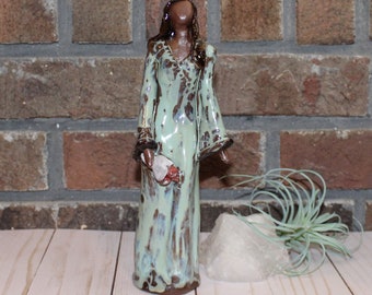 Ceramic Figurine - Woman in green dress