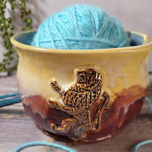 Ceramic Yarn Bowl Rampant Lion on Red/Yellow background